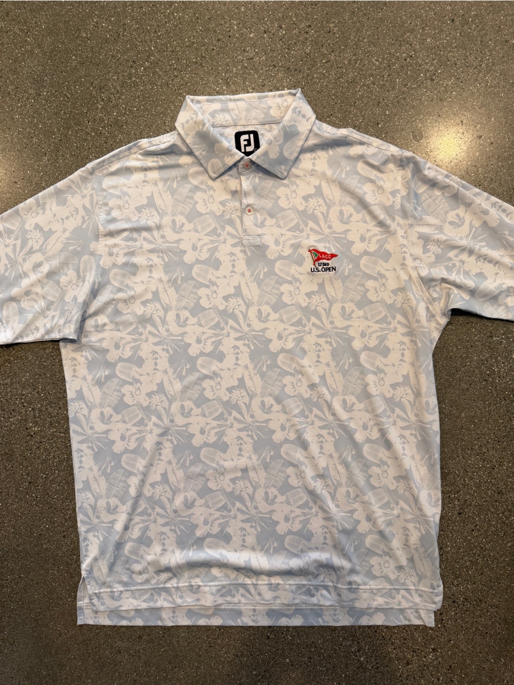 FootJoy Light Blue and White Floral US Open Polo